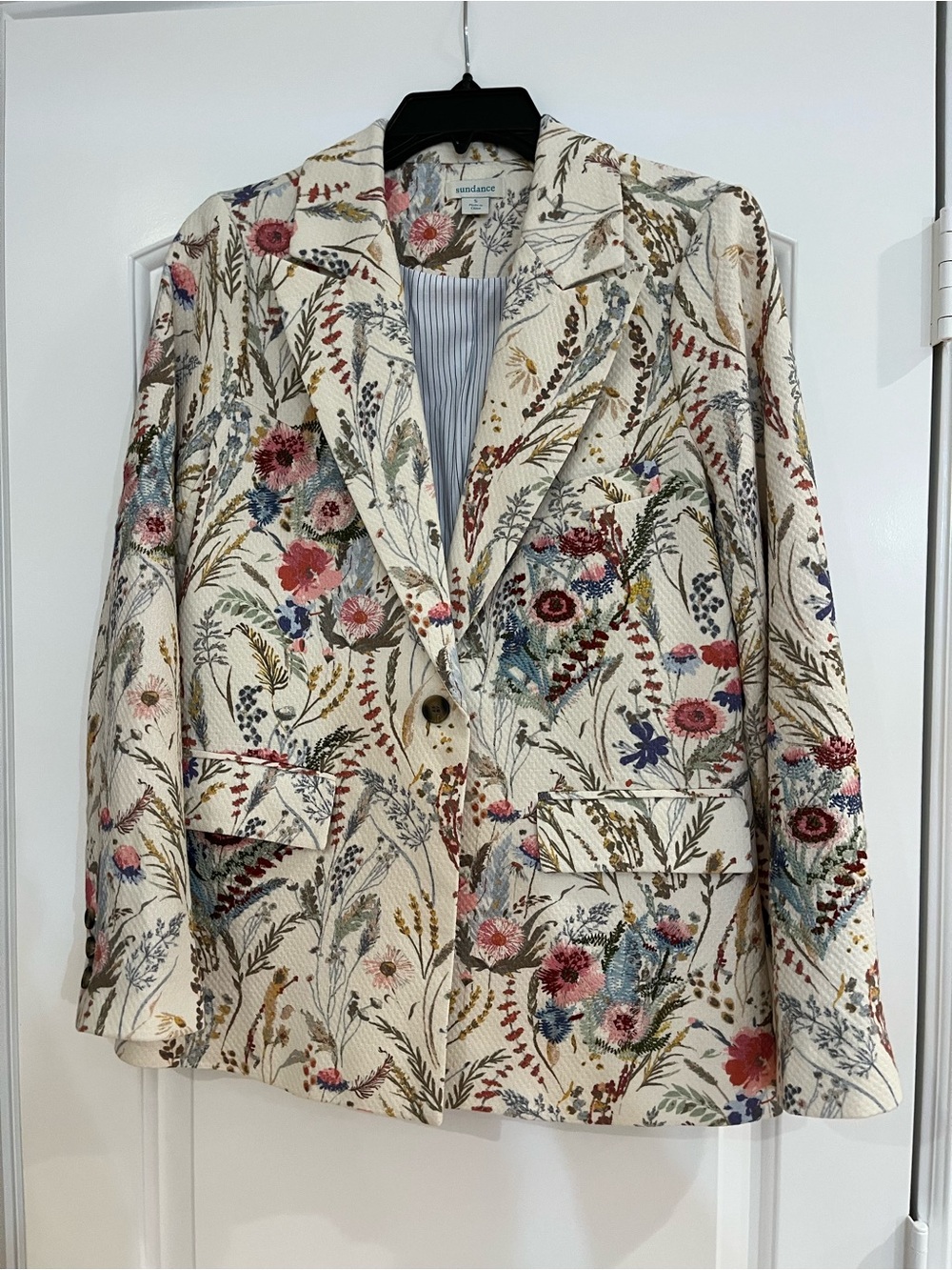 Sundance Cream Floral Embroidered Blazer